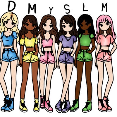 a group of girls wearing crop tops and shorts