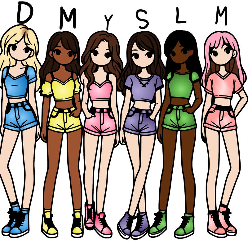 a group of girls wearing crop tops and shorts