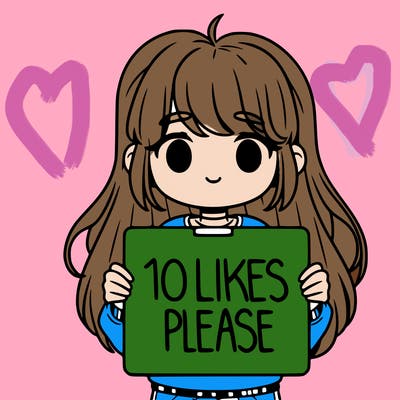 girl holding a sign saying 10 likes please