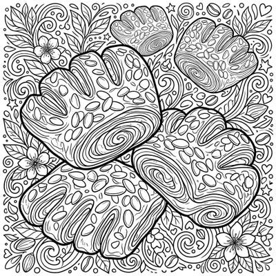 Dive into a delicious coloring adventure with our intricate bear claw pastry design, crafted especially for teens. This detailed page offers a satisfying challenge for those who love sweet treats and artistic expression.