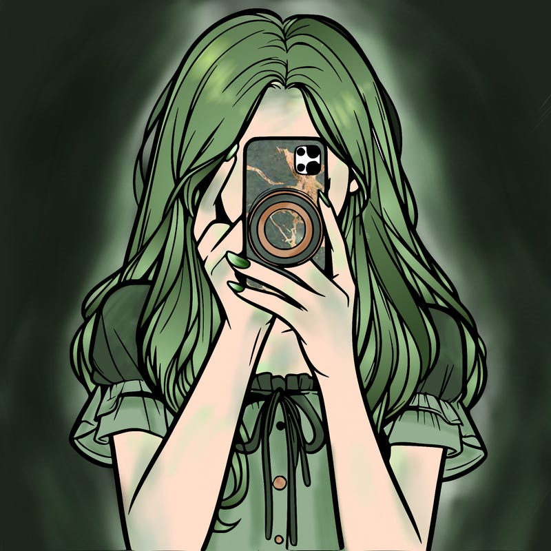 a realistic girl holding her phone taking pictures