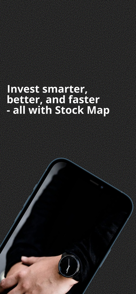Stock Map: Stocks Market - Promotional screen for Stock Map app with the slogan Invest smarter better and faster