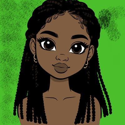 a realistic black girl with braids