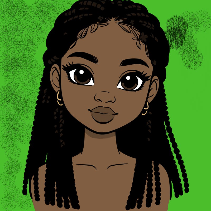 a realistic black girl with braids