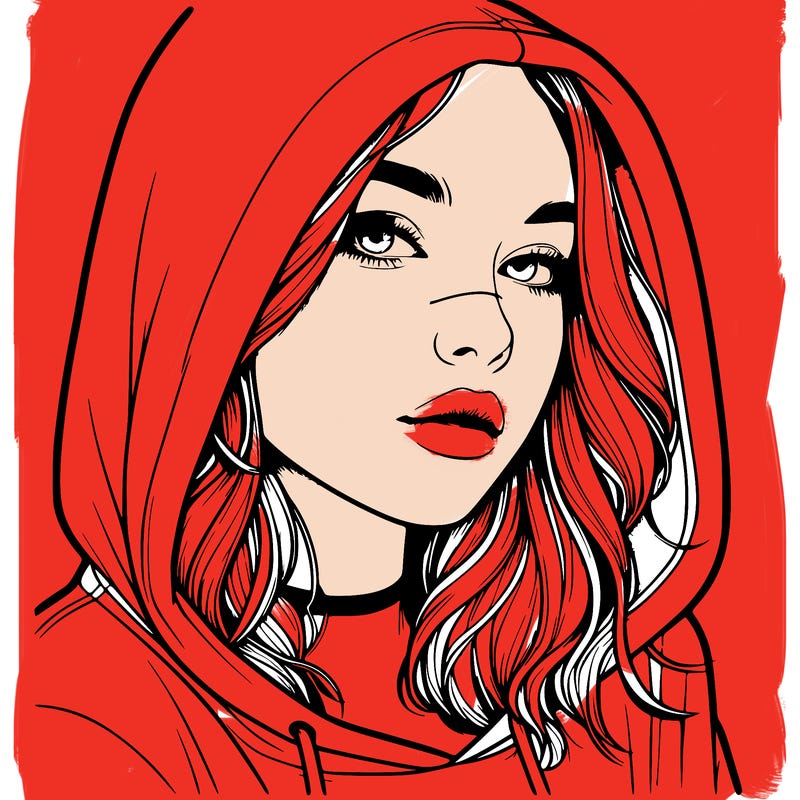 realistic girl with hood on