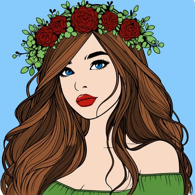 realistic girl with flower crown