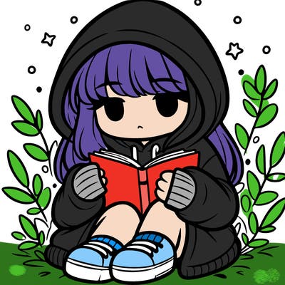 girl in oversized hoodie reading a book