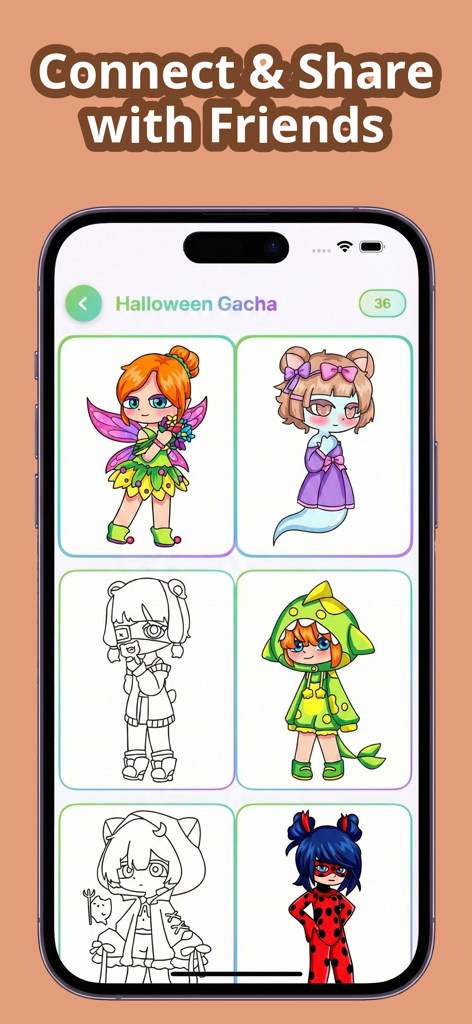 Chibi Coloring Book: Anime Art - A gallery of adorable chibi anime girl characters in various costumes ready for coloring