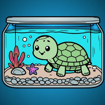 turtle in turtle tank