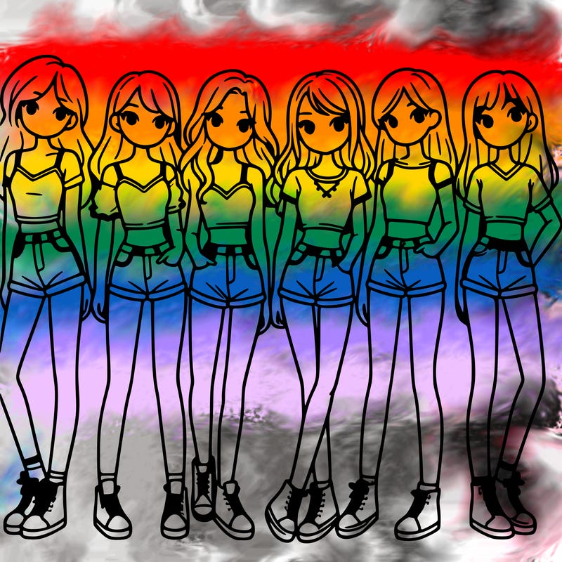 a group of girls wearing crop tops and shorts