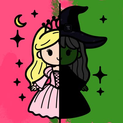 split princess and witch