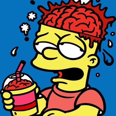 bart with a slushy and brain freeze