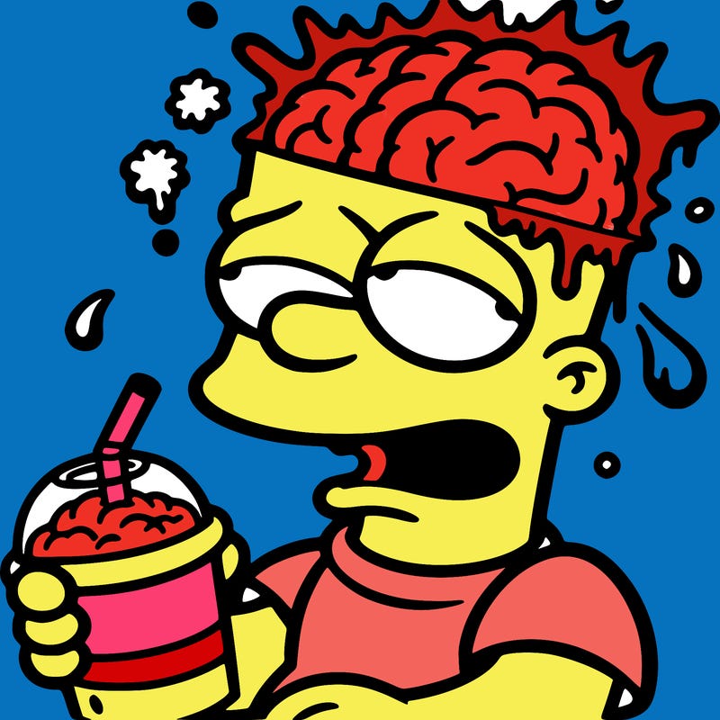 bart with a slushy and brain freeze