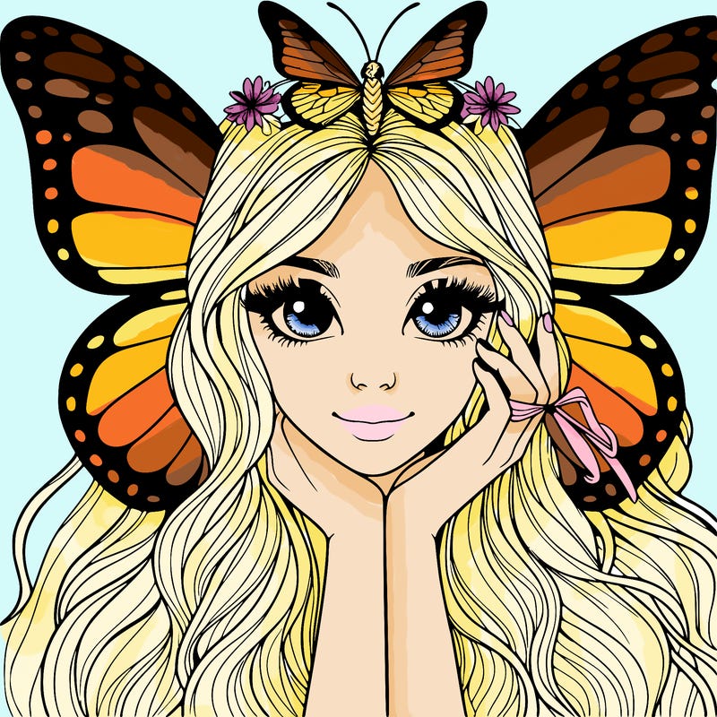 butterfly realistic girl