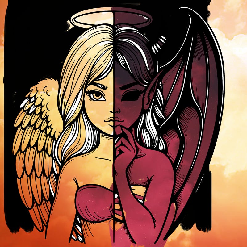 realistic angel half demon