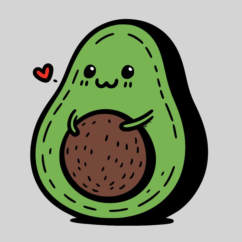 an avocado hugging an avocado