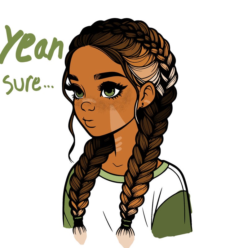 realistic girl with braids