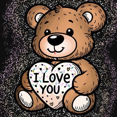 teddy bear holding an i love you heart