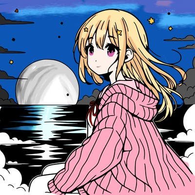 anime girl beside sun set