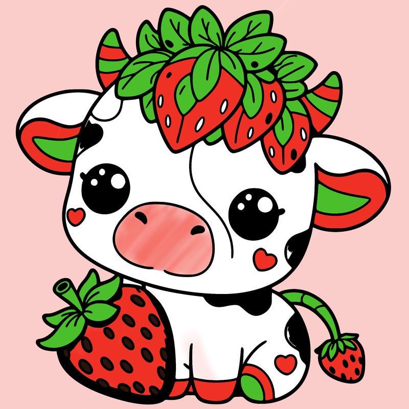 cute strawberry cow