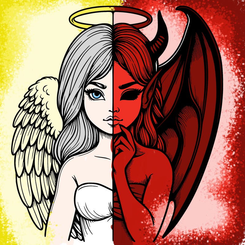 realistic angel half demon