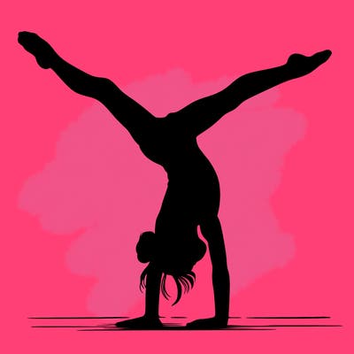 realistic gymnastic hand stand girl in four splits