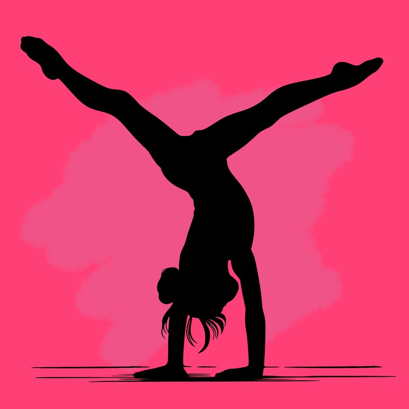 realistic gymnastic hand stand girl in four splits