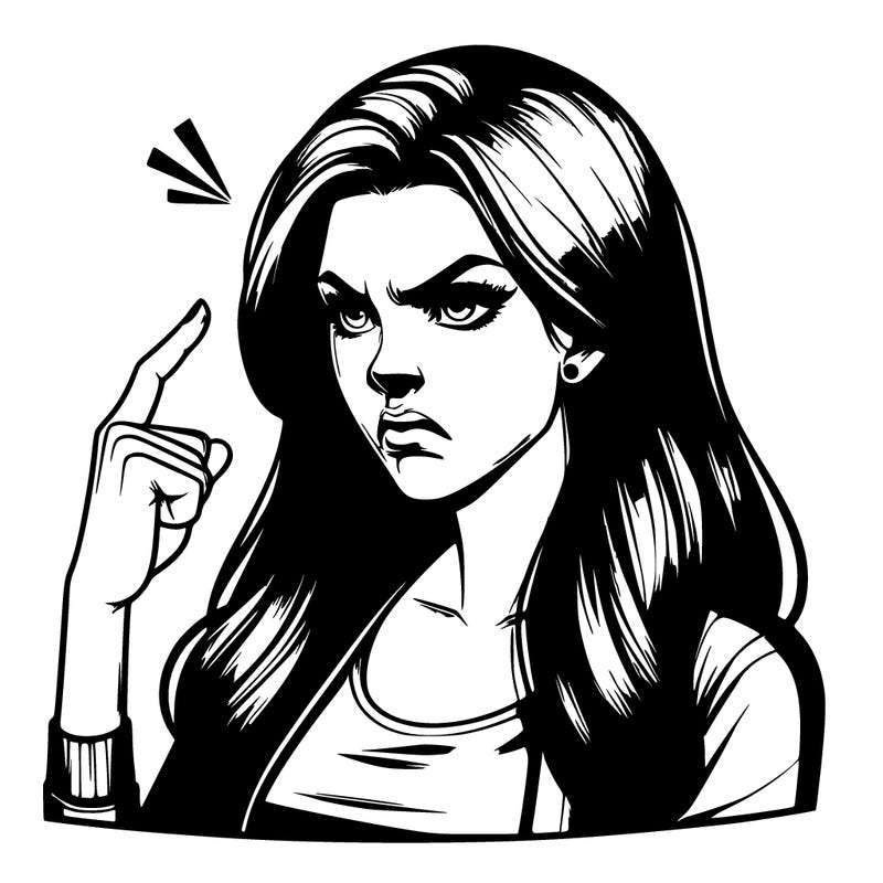 realistic woman angry