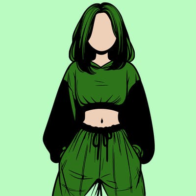 realistic girl faceless with baggy pants and a crop top