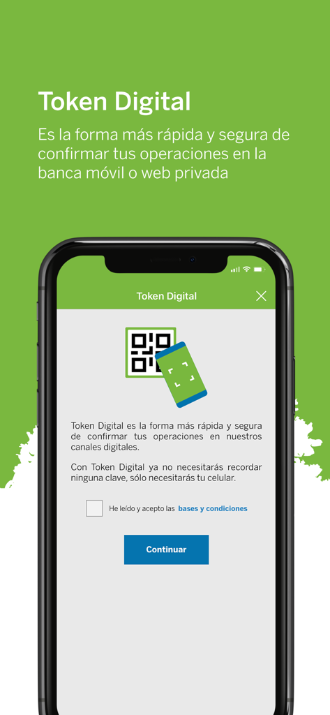 BGNB Personas - Pantalla de la función de seguridad de token digital en la aplicación de banca móvil BGNB Personas