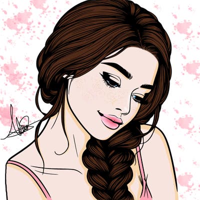 realistic woman braiding her hair