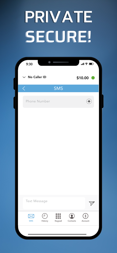 APhone app secure SMS interface for private communication