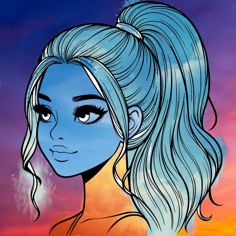 realistic girl with a high ponytail