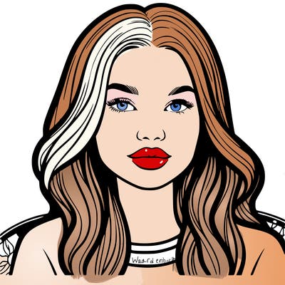 realistic girl with long hair with full lips