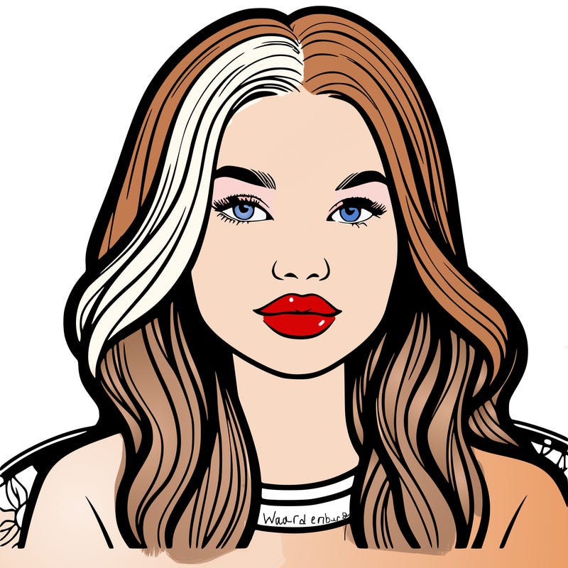 realistic girl with long hair with full lips