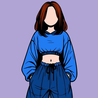 realistic girl faceless with baggy pants and a crop top