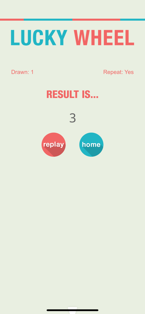 スピン後に数字の3が表示されているラッキーホイールアプリの結果画面