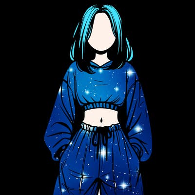 realistic girl faceless with baggy pants and a crop top