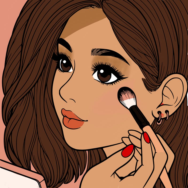 a realistic girl doing her makeup