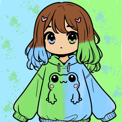 girl wearing frogging sweatshirt