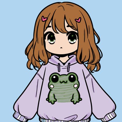 girl wearing frogging sweatshirt