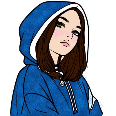 a realistic girl in a hoodie