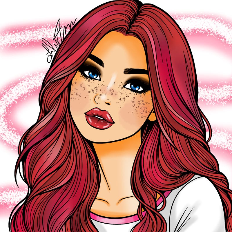 realistic girl with hair on her hair and lips