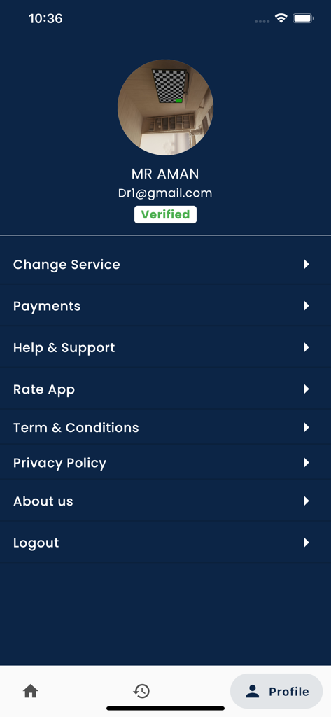 MARHABA SHOFER - Marhaba Shofer app profile screen displaying user account information and settings menu
