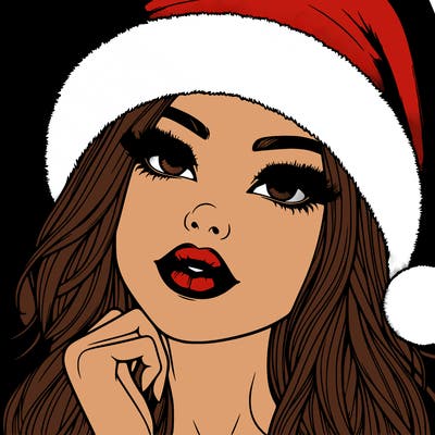 realistic christmas girl with lips
