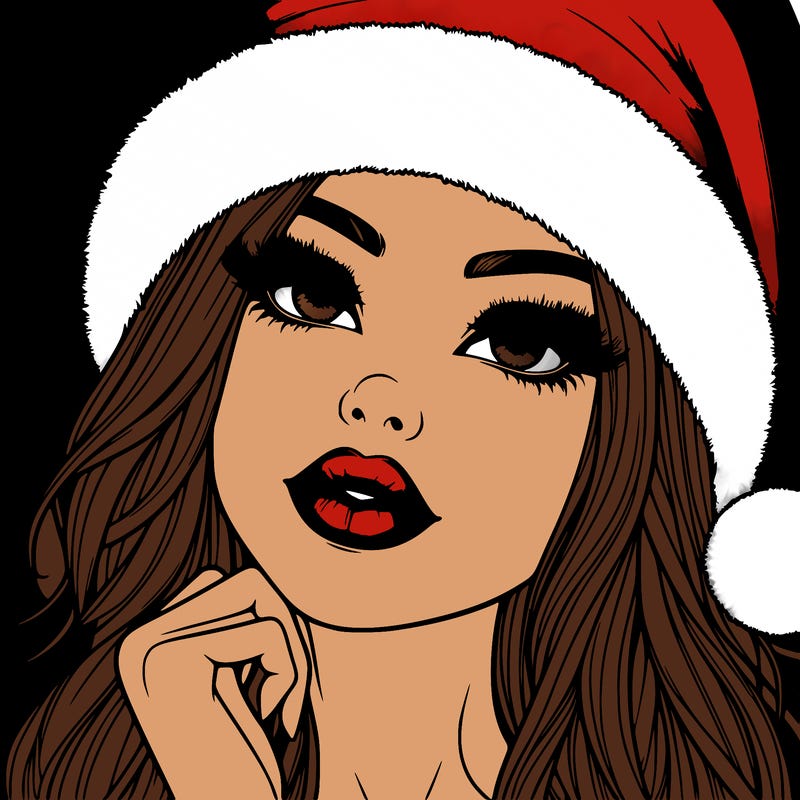 realistic christmas girl with lips
