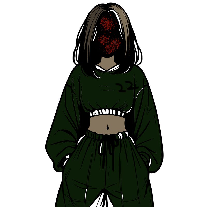 realistic girl faceless with baggy pants and a crop top