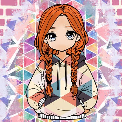 a realistic girl with a oversized hoodie and she has braids