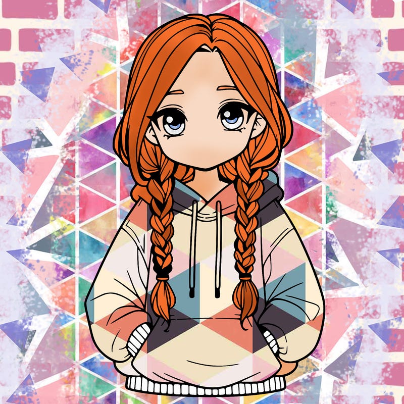 a realistic girl with a oversized hoodie and she has braids