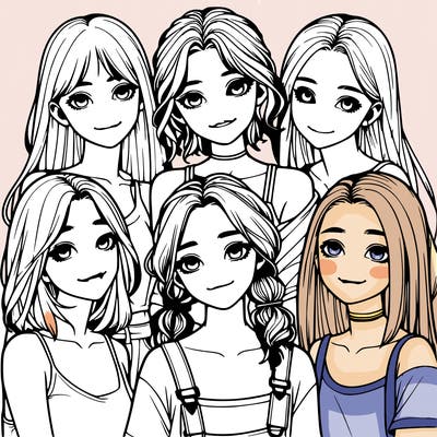 a group of girls realistic